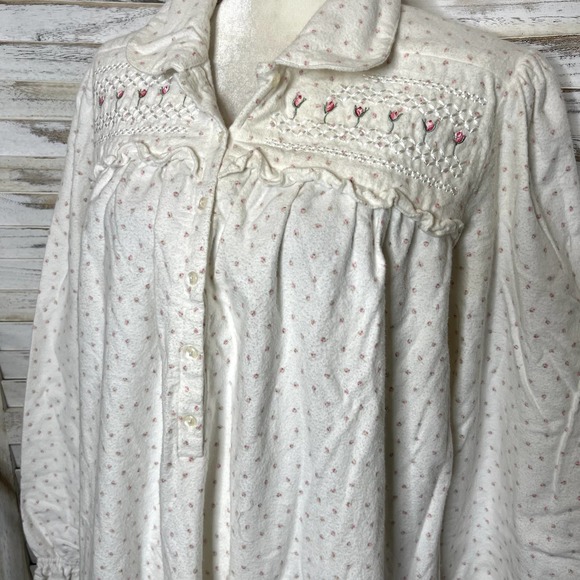 AMANDA STEWART COUNTRY Women's VINTAGE Cotton Flannel Sleep Dress Rosebud XL - Picture 1 of 12